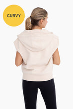 Load image into Gallery viewer, CURVY 3/4 Zip Cap Sleeve Hooded Top
