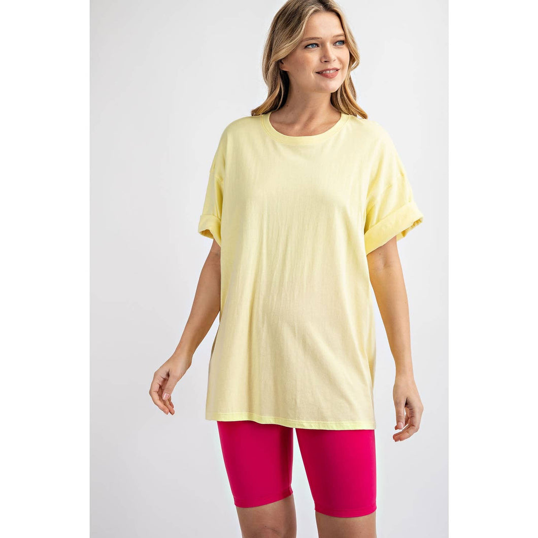 Washed Cotton Round Neckline Top