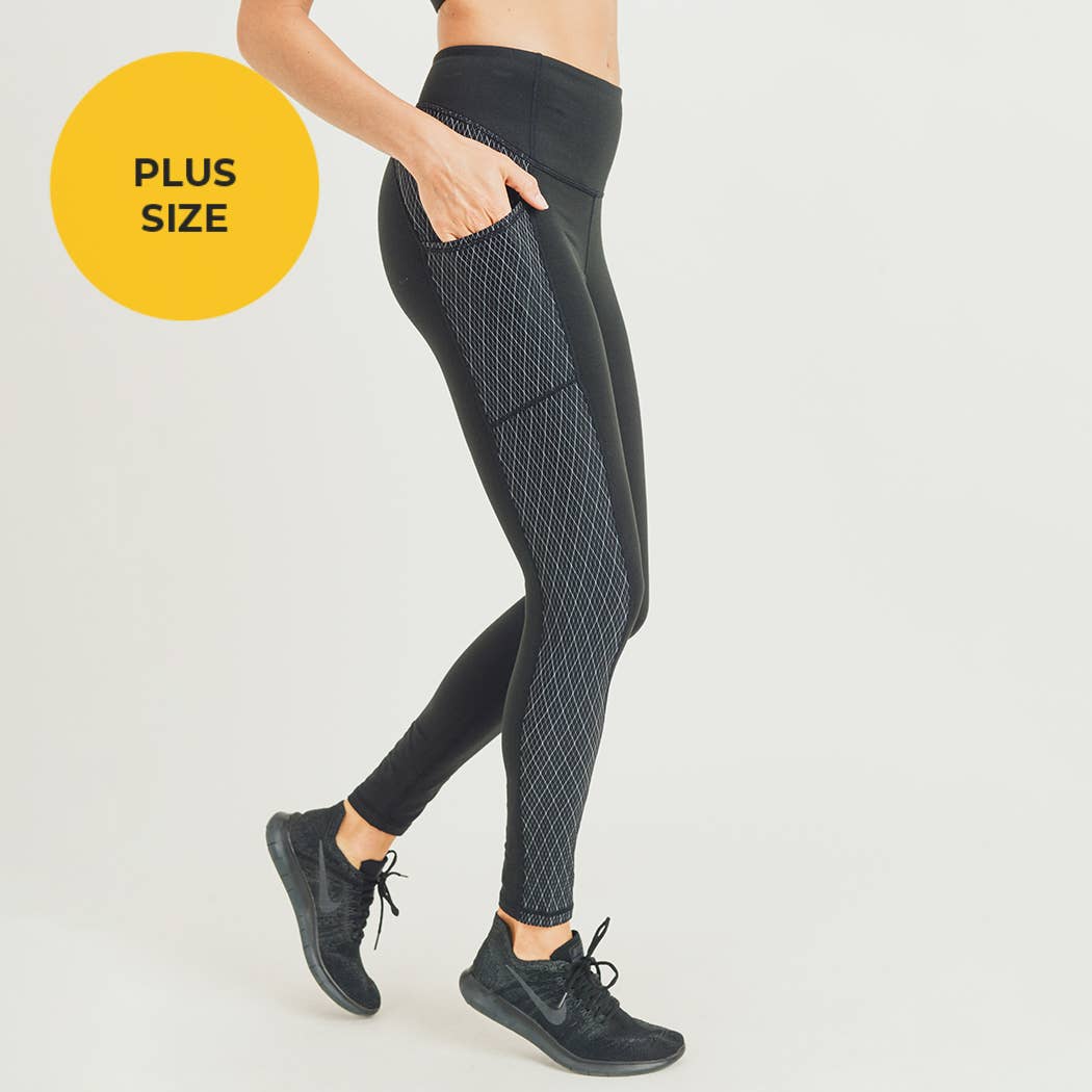 PLUS Diamond Jacquard Block Hybrid Highwaist Leggings