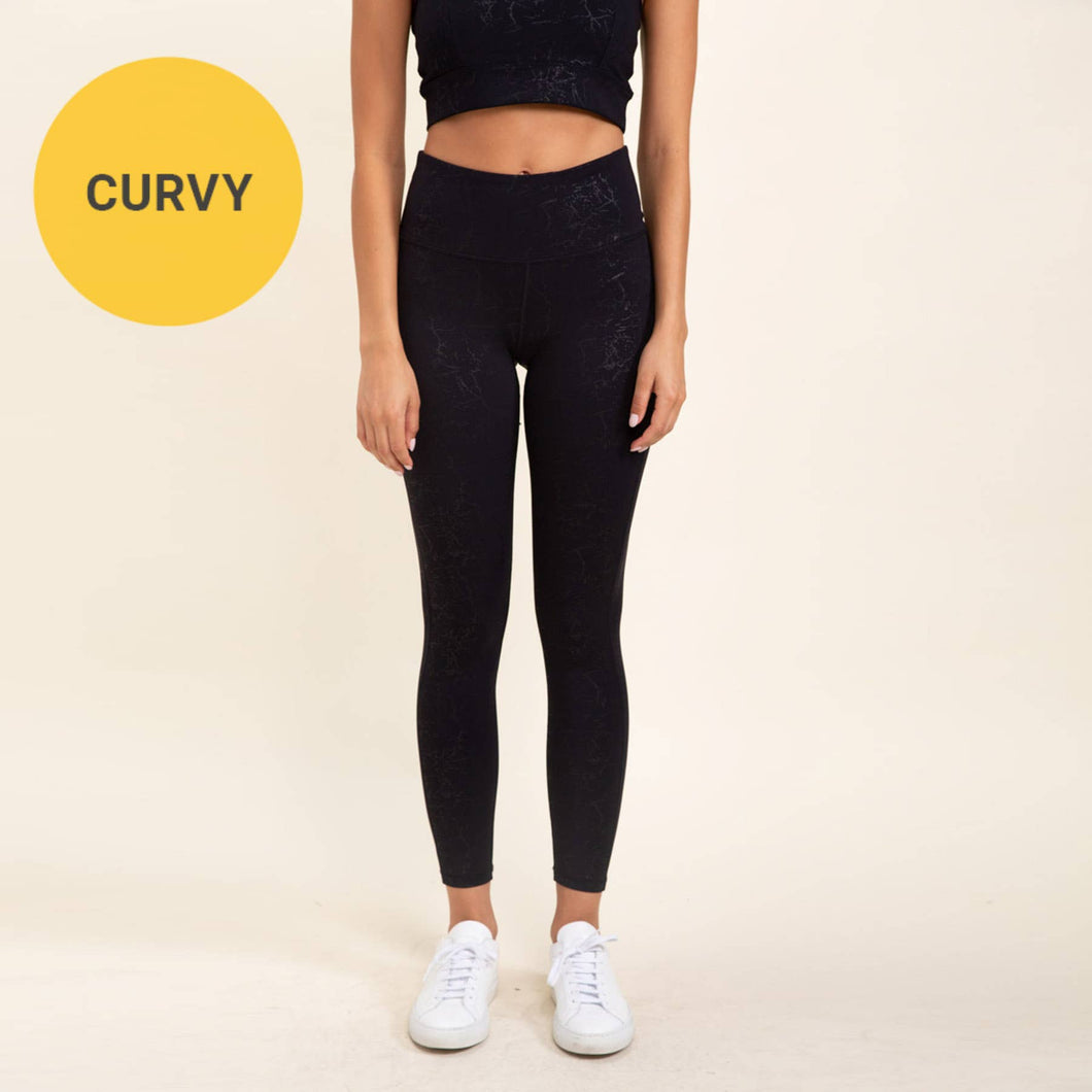 CURVY Marble Foil Print High-Waisted Leggings