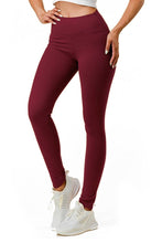 Load image into Gallery viewer, Bada$$ Burgundy fleece lined leggings

