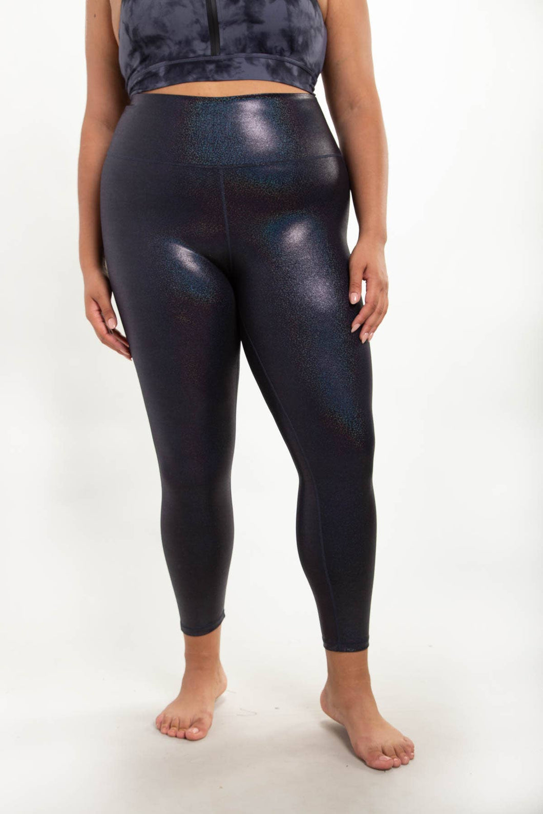 CURVY Holographic Glitter High-Waisted Leggings