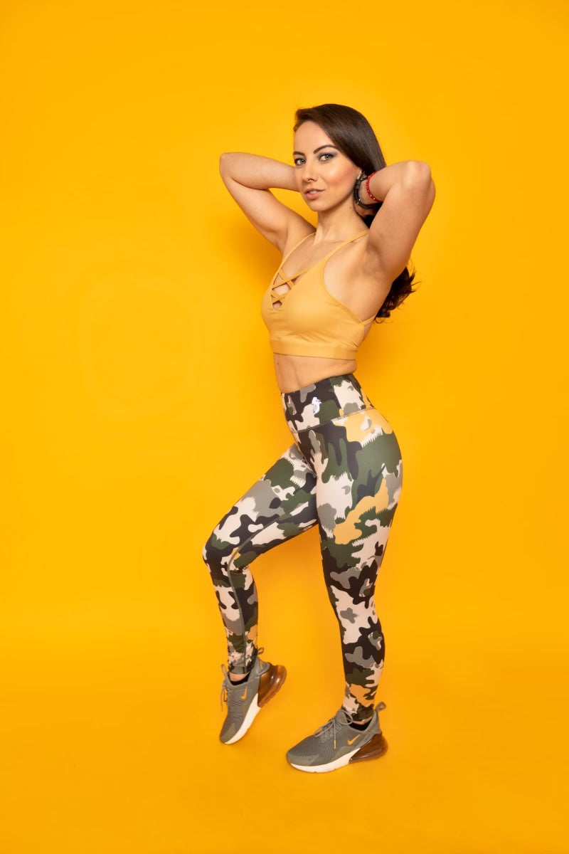 Camo print mustard
