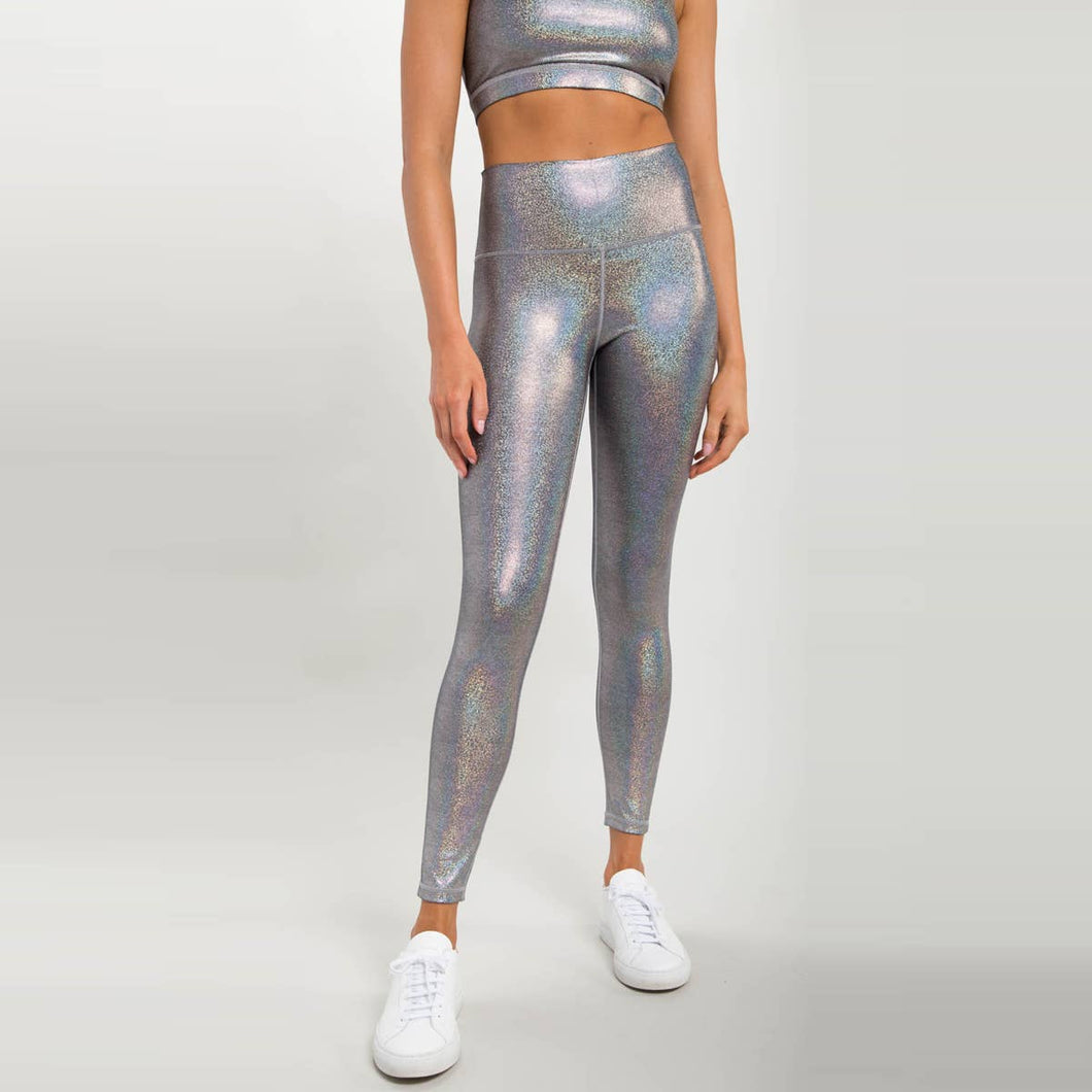 Holographic Glitter High-Waisted Leggings