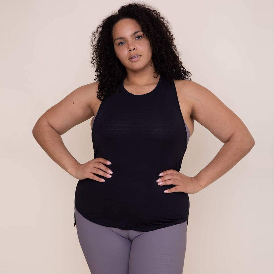 CURVY Cool-Touch Perforated Hi-Lo Racer Tank