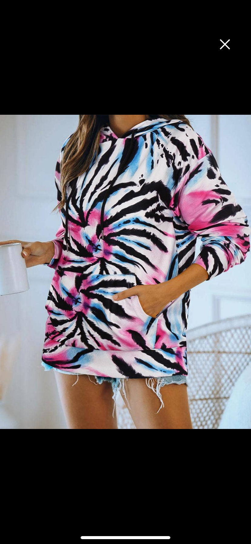 Tie Dye Print Pocket Hooded Sweatshirt