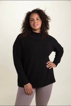 Load image into Gallery viewer, Curvy Mock Neck Striped Ribbed Top
